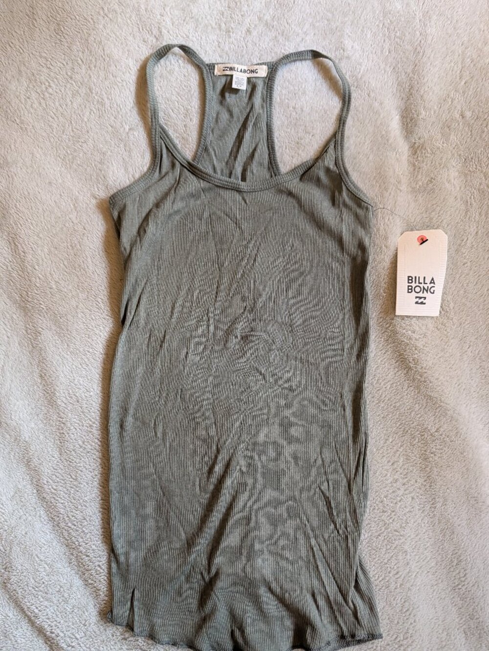 WOMEN'S NEW BILLABONG TANK TOP S P Small Petite Dark Green Workout Shirt
